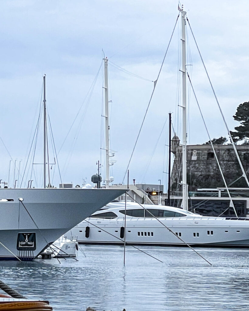 Deck view of yachts in marina
